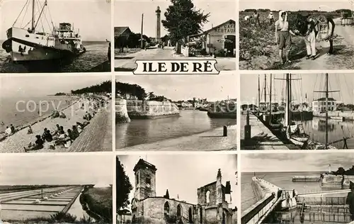 AK / Ansichtskarte Ile_de_Re Teilansichten der Insel Leuchtturm Kirche Hafen Fischkutter Segelboot Ile_de_Re