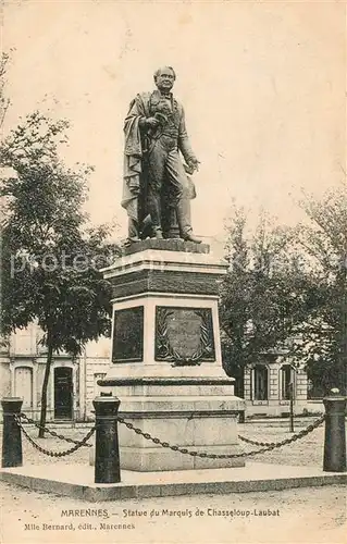 AK / Ansichtskarte Marennes_Charente Maritime Statue du Marquis de Chasseloup Laubat Monument Marennes