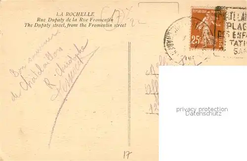 AK / Ansichtskarte La_Rochelle_Charente Maritime Rue Dupaty de la Rue Fromentin La_Rochelle