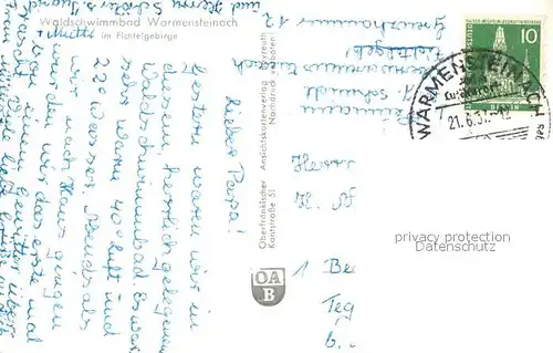 AK / Ansichtskarte Warmensteinach Waldschwimmbad Warmensteinach