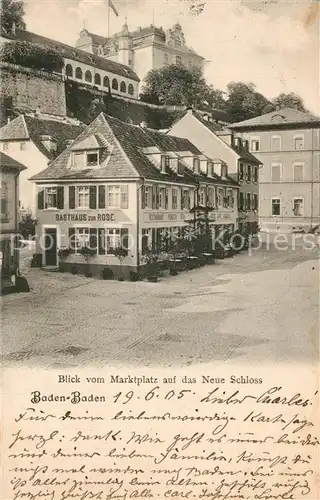 AK / Ansichtskarte Baden Baden Blick vom Marktplatz auf Neues Schloss Baden Baden