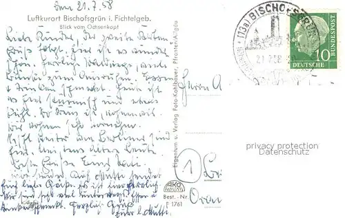 AK / Ansichtskarte Bischofsgruen Blick vom Ochsenkopf Bischofsgruen