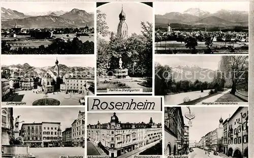 AK / Ansichtskarte Rosenheim_Bayern Max Josefsplatz Ludwigsplatz Stadtgarten Mangfall Rosenheim Bayern