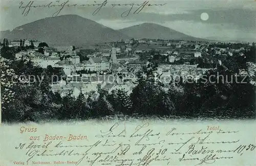 AK / Ansichtskarte Baden Baden Panorama Mondschein Baden Baden