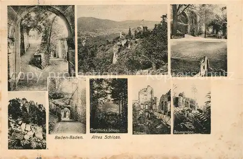 AK / Ansichtskarte Baden Baden Altes Schloss Felsengruppe Ruine Rittersaal Felsen  Baden Baden