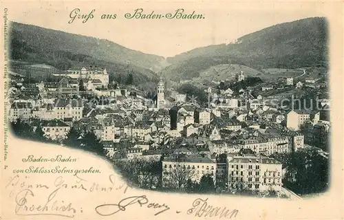 AK / Ansichtskarte Baden Baden Stadtpanorama vom Schloss Solms  Baden Baden