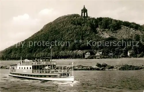 AK / Ansichtskarte Porta_Westfalica Weserpartie Fahrgastschiff Kaiser Wilhelm Denkmal Porta_Westfalica