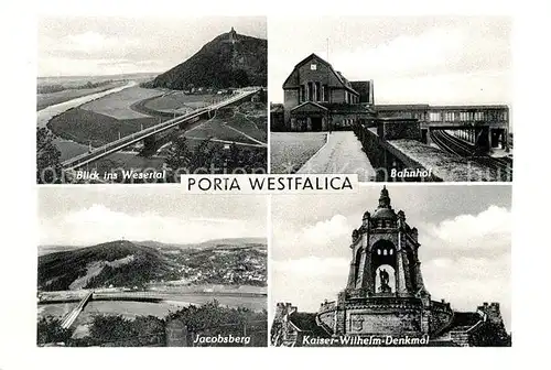 AK / Ansichtskarte Porta_Westfalica Wesertal Bahnhof Jacobsberg Kaiser Wilhelm Denkmal Porta_Westfalica