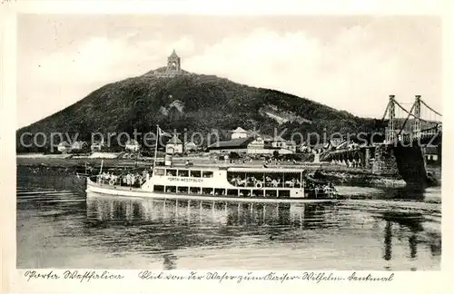 AK / Ansichtskarte Porta_Westfalica Weserpartie mit Kaiser Wilhelm Denkmal Porta_Westfalica