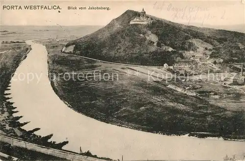 AK / Ansichtskarte Porta_Westfalica Blick vom Jacobsberg mit Kaiser Wilhelm Denkmal Porta_Westfalica