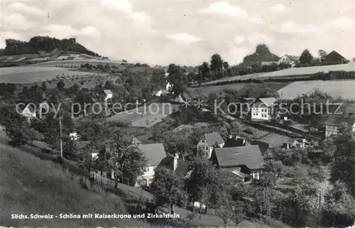 AK / Ansichtskarte Schoena_Bad_Schandau mit Kaiserkrone und Zirkelstein Schoena_Bad_Schandau