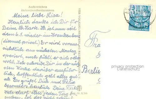 AK / Ansichtskarte Aschersleben Holzmaennchenbrunnen Aschersleben