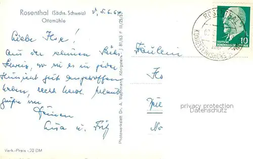 AK / Ansichtskarte Rosenthal Bielatal Ottomuehle Rosenthal Bielatal