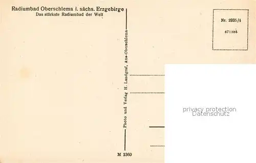 AK / Ansichtskarte Oberschlema_Erzgebirge Radiumbad  Oberschlema_Erzgebirge