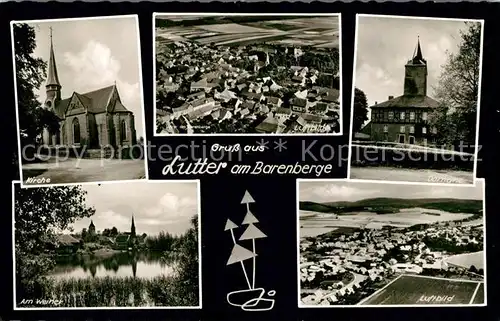 AK / Ansichtskarte Lutter_Barenberge Kirche Fliegeraufnahmen Domaene Weiher  Lutter Barenberge