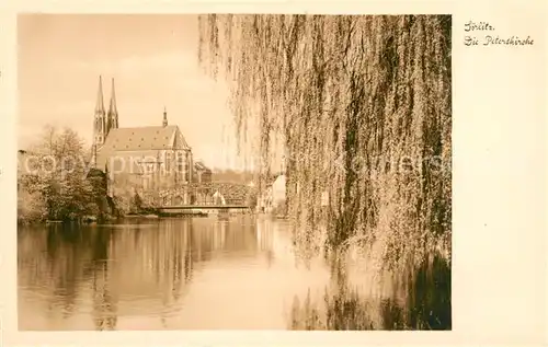 AK / Ansichtskarte Goerlitz_Niederschlesien Neissemotiv mit Peterskirche Goerlitz_Niederschlesien