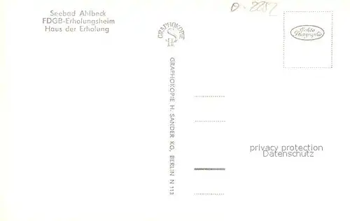 AK / Ansichtskarte Ahlbeck_Ostseebad FDGB Erholungsheim Haus der Erholung Ahlbeck_Ostseebad