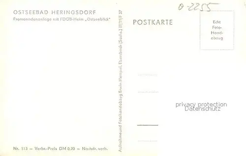 AK / Ansichtskarte Heringsdorf_Ostseebad_Usedom Promenadenanlage mit FDGB Heim Ostseeblick Heringsdorf_Ostseebad