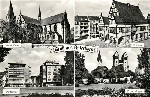 AK / Ansichtskarte Paderborn Dom Rathaus Westerntor Paderanlagen Paderborn