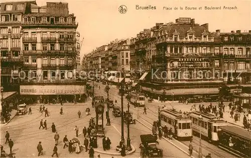 AK / Ansichtskarte Strassenbahn Bruxelles Place de la Bourse Boulevard Anspach 