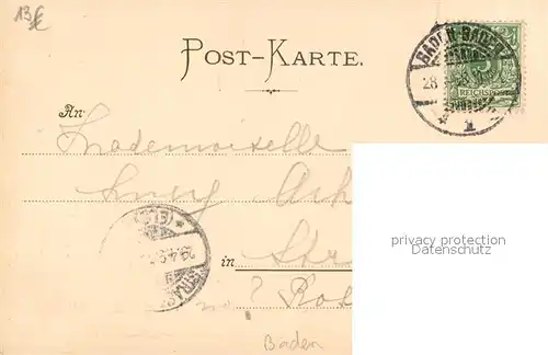 AK / Ansichtskarte Baden Baden Waldsee Mondschein Baden Baden