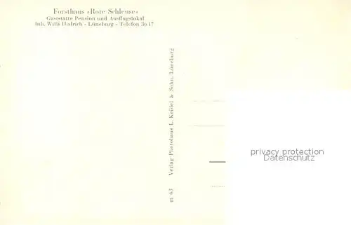 AK / Ansichtskarte Lueneburg Forsthaus Rote Schleuse Lueneburg