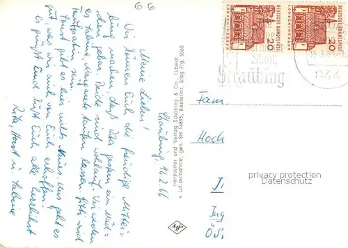 AK / Ansichtskarte Straubing Fliegeraufnahme Donau Straubing