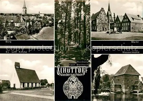 AK / Ansichtskarte Schuettorf Kirche Markt Wassermuehle Burg Schuettorf