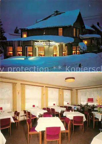 AK / Ansichtskarte Hohegeiss_Harz Cafe Pension Brockenblick Winter Hohegeiss Harz