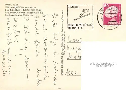 AK / Ansichtskarte Hohegeiss_Harz Hotel Rust Hohegeiss Harz