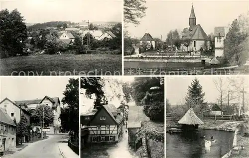 AK / Ansichtskarte Rathewalde Teilansichten Kirche Schwanenteich Rathewalde