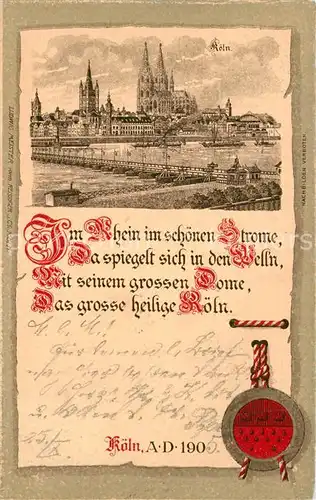 AK / Ansichtskarte Koeln_Rhein Koelner Dom Rheinpartie Koeln_Rhein