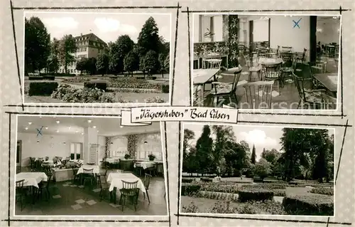 AK / Ansichtskarte Bad_Eilsen Jaegerstube und Kurgarten Cafe im Badehotel Bad_Eilsen