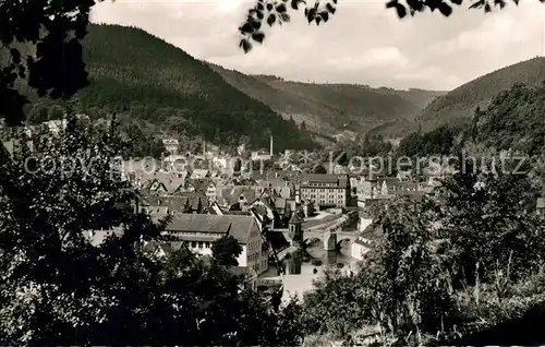 AK / Ansichtskarte Calw Stadtmitte mit Nagold und Nikolausbruecke Calw