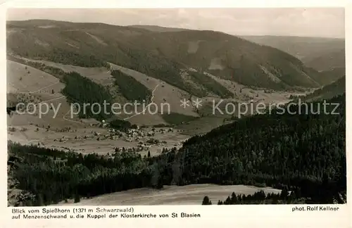 AK / Ansichtskarte Menzenschwand Blick vom Spiesshorn mit Klosterkirche St Blasien Menzenschwand