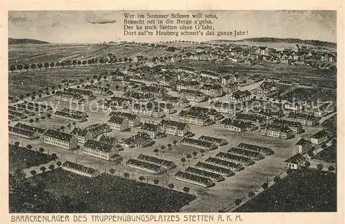 AK / Ansichtskarte Stetten_kalten_Markt Barackenlager des Truppenuebungsplatzes Stetten_kalten_Markt
