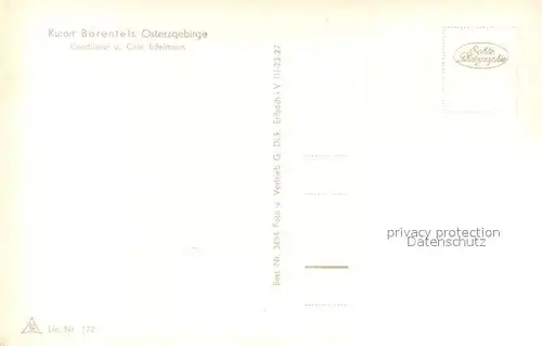 AK / Ansichtskarte Baerenfels_Erzgebirge Conditorei Cafe Edelmann Baerenfels Erzgebirge