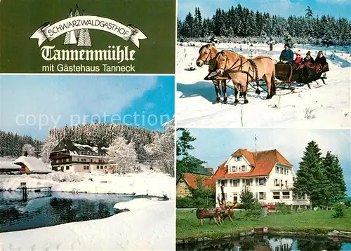 AK / Ansichtskarte Grafenhausen_Schwarzwald Schwarzwaldgasthof Tannenmuehle Gaestehaus Tanneck Pferdeschlitten Grafenhausen Schwarzwald