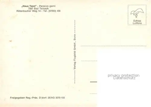 AK / Ansichtskarte Bad_Teinach Zavelstein Haus Tann Fliegeraufnahme Bad_Teinach Zavelstein