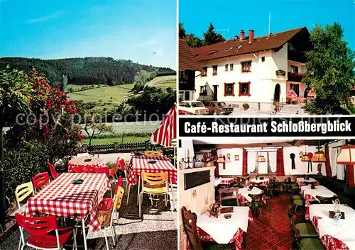 AK / Ansichtskarte Simonswald_Simonswaeldertal Cafe Restaurant Schlossbergblick Terrasse Gastraum 