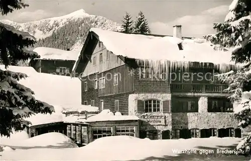 AK / Ansichtskarte Schliersee Wurzhuette gegen Brecherspitze Winterlandschaft Alpen Schliersee