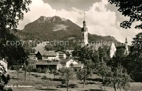 AK / Ansichtskarte Elbach_Miesbach Ortsansicht mit Kirche Blick zum Breitenstein Bayerische Alpen Elbach Miesbach