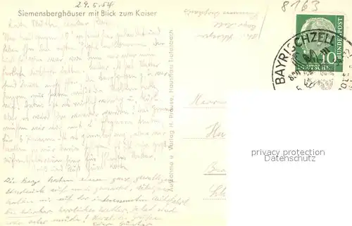 AK / Ansichtskarte Bayrischzell Siemens Berghaeuser mit Blick zum Kaiser Kaisergebirge Alpenpanorama Bayrischzell