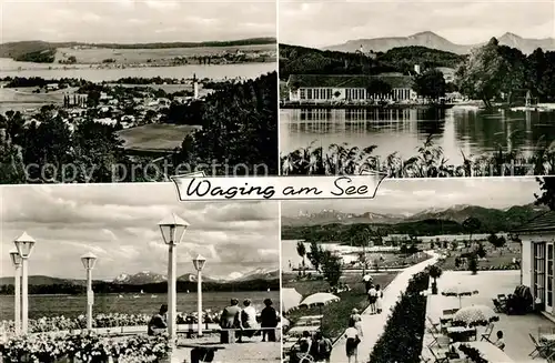 AK / Ansichtskarte Waging_See Panorama Gasthof Pension Terrassencafe Woelkhammer Waging_See