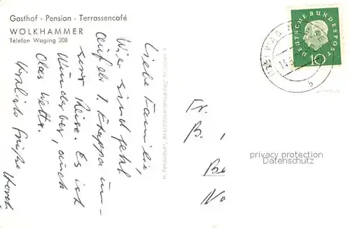 AK / Ansichtskarte Waging_See Panorama Gasthof Pension Terrassencafe Woelkhammer Waging_See