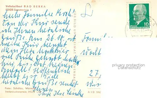 AK / Ansichtskarte Bad_Berka Volksheilbad FDGB Sanatorium Bad_Berka