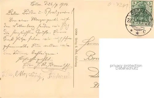 AK / Ansichtskarte Collm Ortsansicht mit Kirche Collmberg Aussichtsturm Kuenstlerkarte Collm