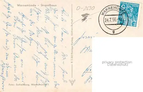 AK / Ansichtskarte Warnemuende_Ostseebad Strandhaus Warnemuende_Ostseebad