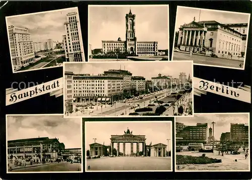 AK / Ansichtskarte Berlin Strausberger Platz Rathaus Deutsche Staatsoper Bahnhof Friedrichstrasse Brandenburger Tor Alexanderplatz Berlin