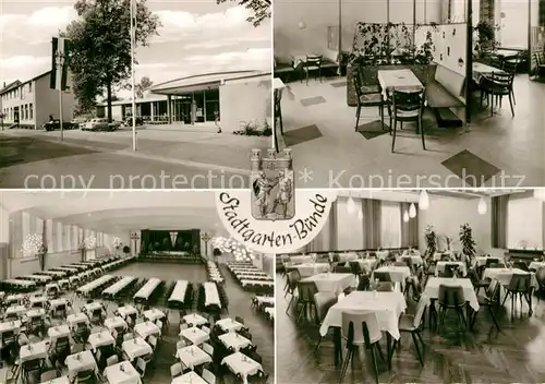 AK / Ansichtskarte Buende_Westfalen Stadtgarten Gastraeume Hotel Saal Buende_Westfalen